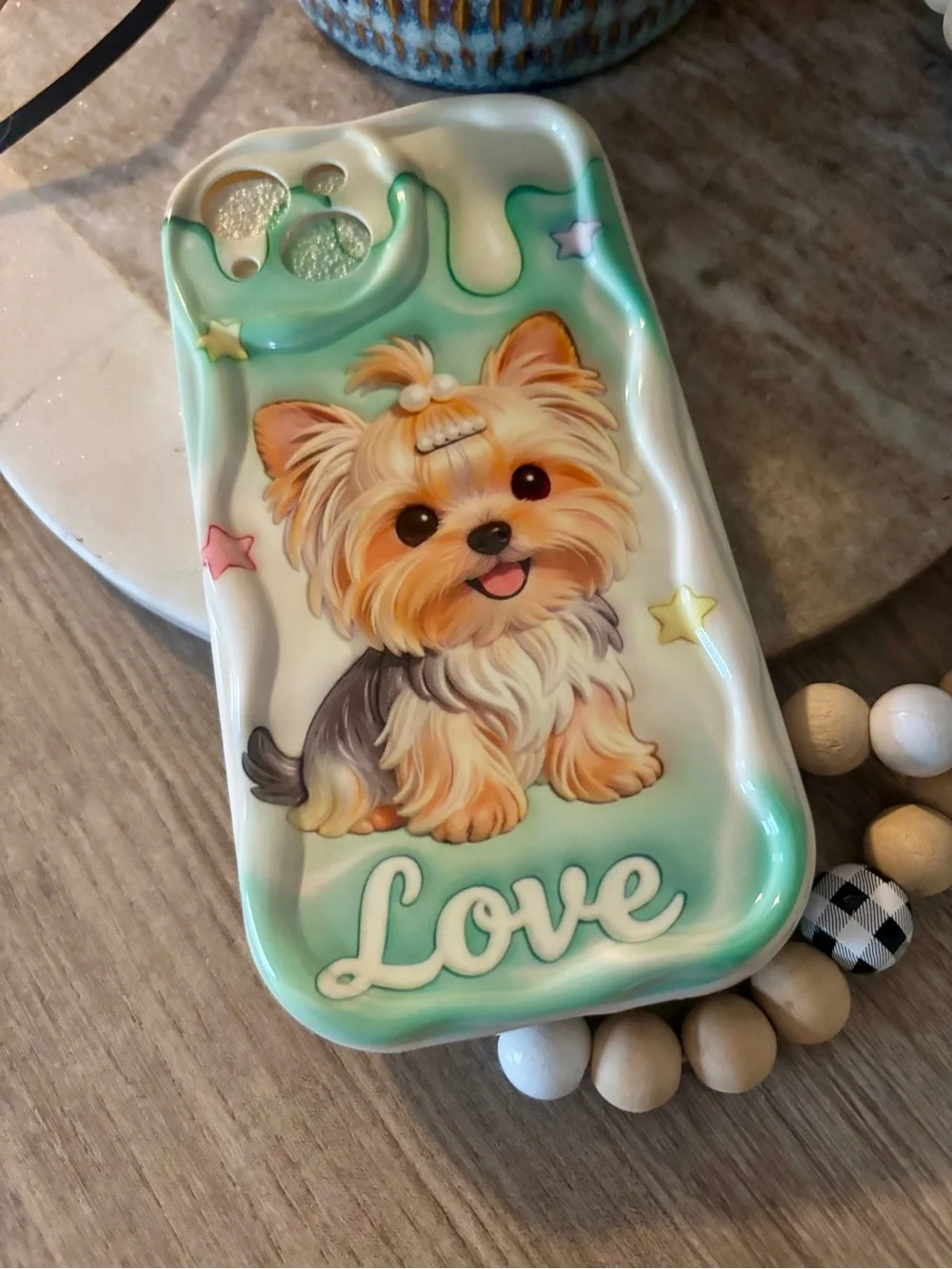 Cute Yorkie Dog 'Love' iPhone 13 Case in Mint Green! NWT💚✅🐾